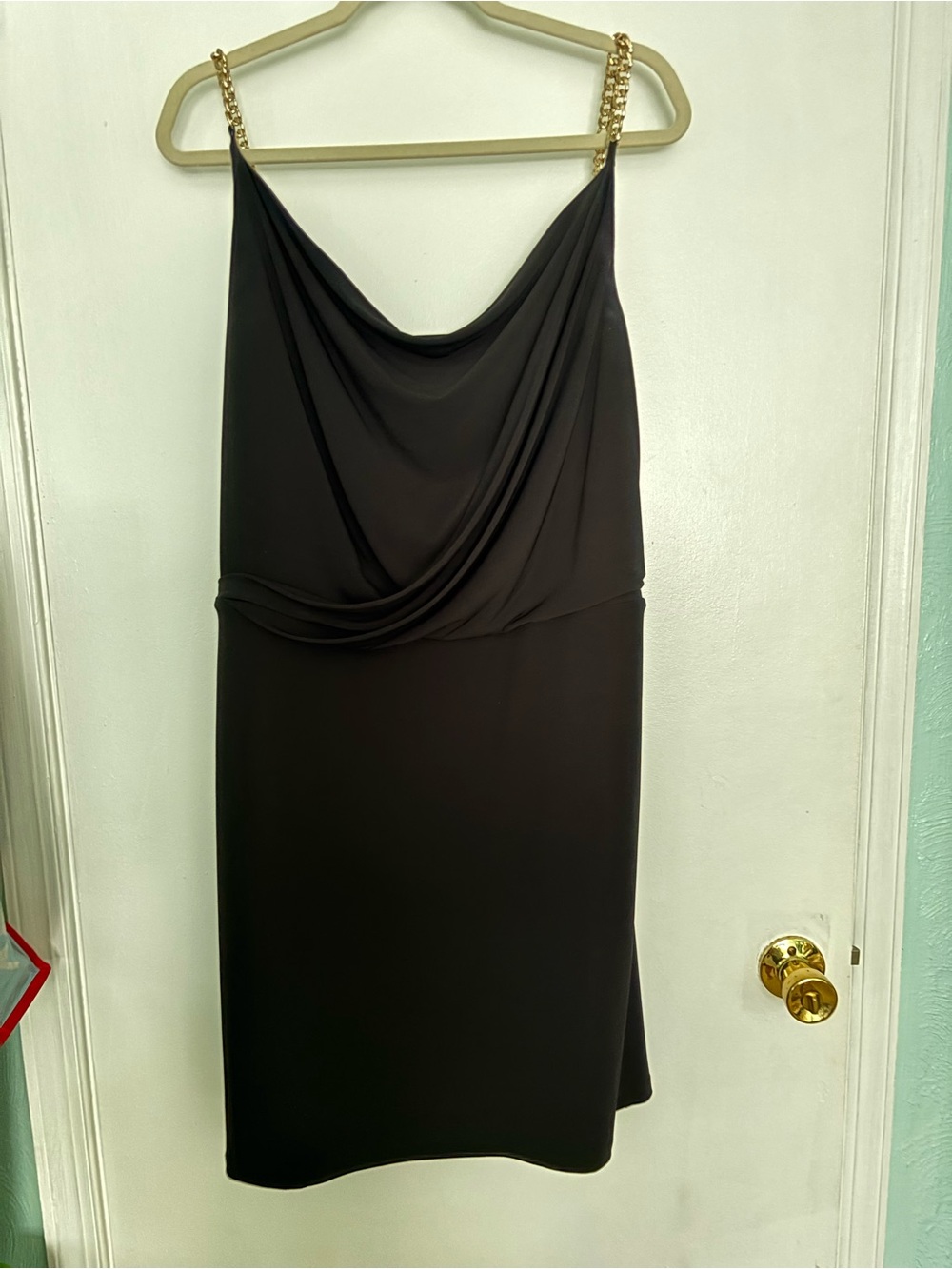 Calvin Klein Black Mini Dress with Gold Chain Straps size 14